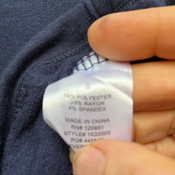 Hippie Rose blue/white blocks long-sleeved, collared, half-buttoned sweater, S - Picture 7 of 9